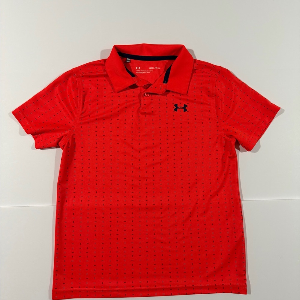 Under Armour Hot Orange Polo with Navy Accents